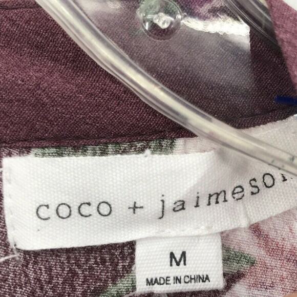 Coco &‎ Jaimeson Womens Floral Puff Sleeve Dress Purple Multicolor Lace Detail M - Picture 4 of 6